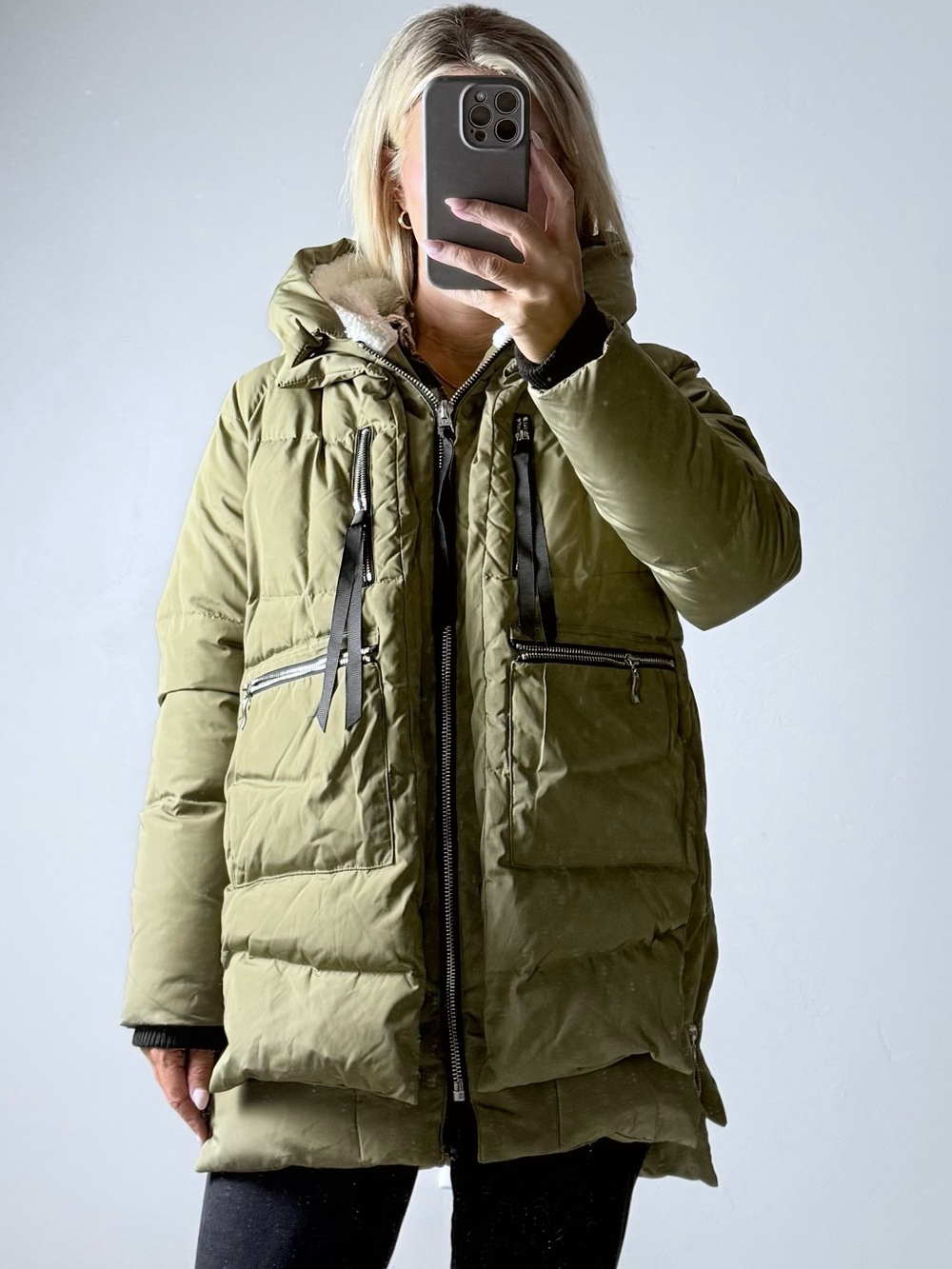 Orolay Olive Green Quilted Hooded Puffer Coat - Women
